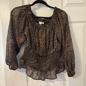 Love Black and Tan Patterned Blouse